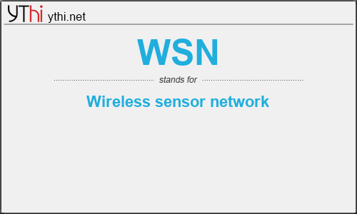What does WSN mean? What is the full form of WSN?