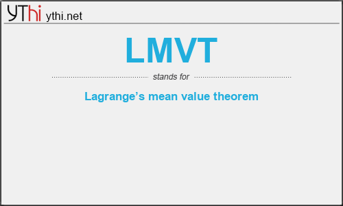 What does LMVT mean? What is the full form of LMVT?