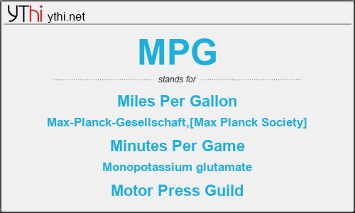 What does MPG mean? What is the full form of MPG?