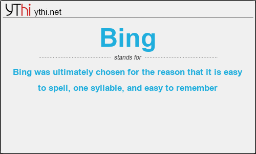 What does BING mean? What is the full form of BING?