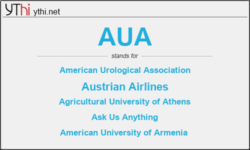 What does AUA mean? What is the full form of AUA?