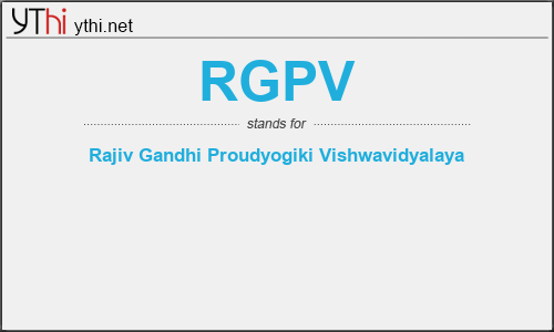 What does RGPV mean? What is the full form of RGPV?