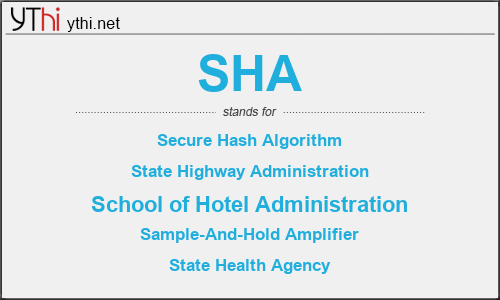 What does SHA mean? What is the full form of SHA?