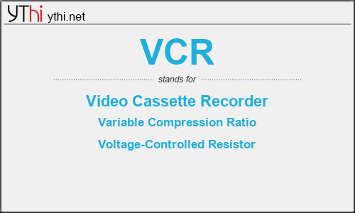 What does VCR mean? What is the full form of VCR?
