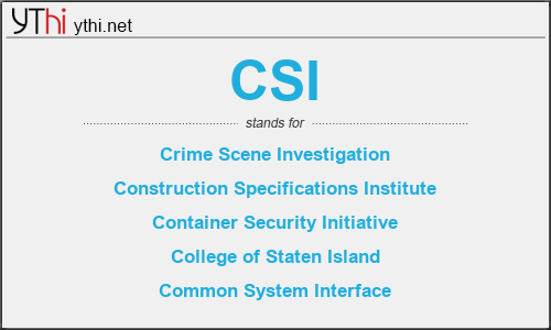 What does CSI mean? What is the full form of CSI?