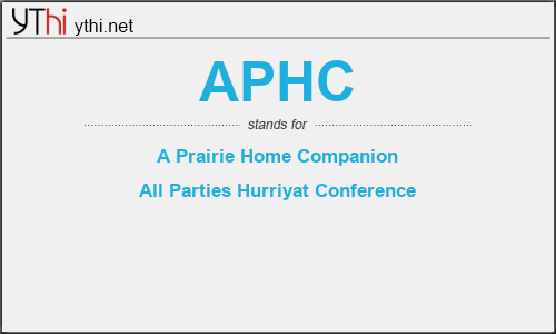 What does APHC mean? What is the full form of APHC?