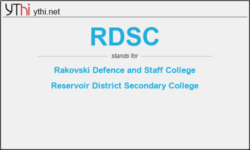 What does RDSC mean? What is the full form of RDSC?