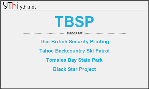 What does TBSP mean? What is the full form of TBSP?