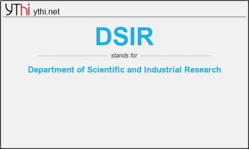 What does DSIR mean? What is the full form of DSIR?