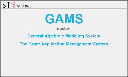 What does GAMS mean? What is the full form of GAMS?