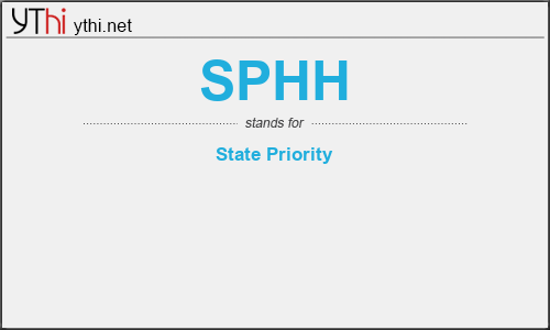 What does SPHH mean? What is the full form of SPHH?