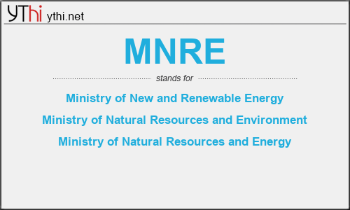 What does MNRE mean? What is the full form of MNRE?
