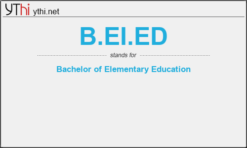 What does B.EI.ED mean? What is the full form of B.EI.ED?