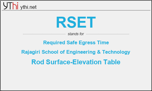 What does RSET mean? What is the full form of RSET?