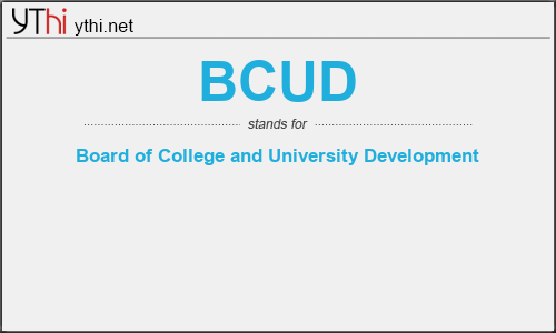 What does BCUD mean? What is the full form of BCUD?