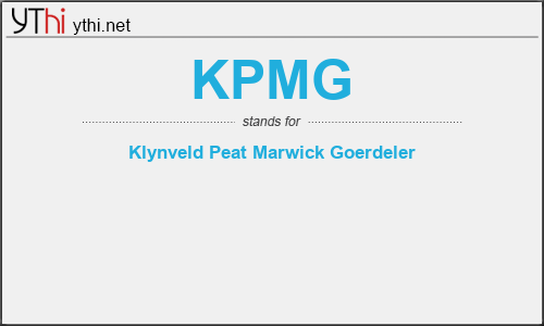 What does KPMG mean? What is the full form of KPMG?