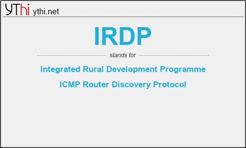 What does IRDP mean? What is the full form of IRDP?