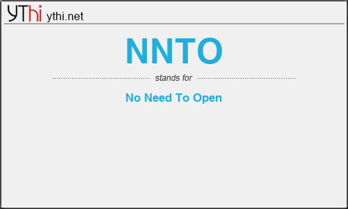 What does NNTO mean? What is the full form of NNTO?