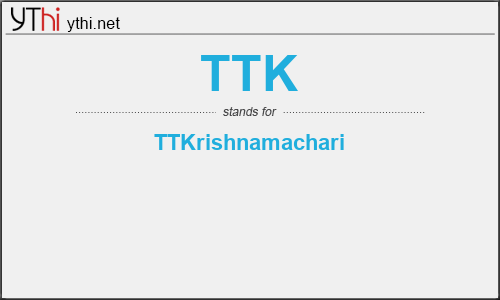 What does TTK mean? What is the full form of TTK?