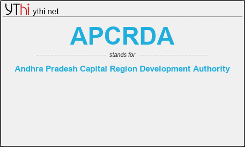 What does APCRDA mean? What is the full form of APCRDA?