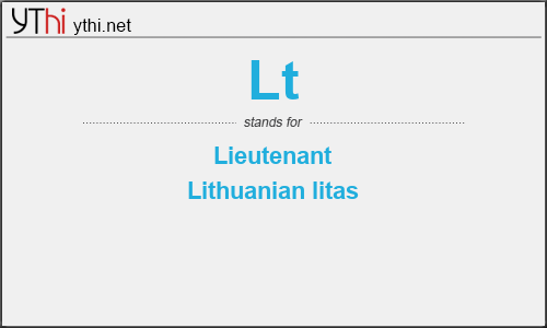 What does LT mean? What is the full form of LT?