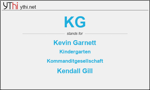 What does KG mean? What is the full form of KG?