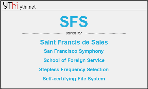 What does SFS mean? What is the full form of SFS?