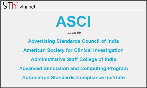 What does ASCI mean? What is the full form of ASCI?