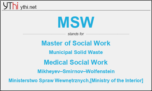 What does MSW mean? What is the full form of MSW?
