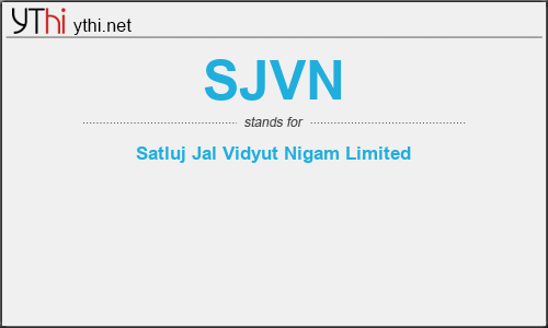 What does SJVN mean? What is the full form of SJVN?