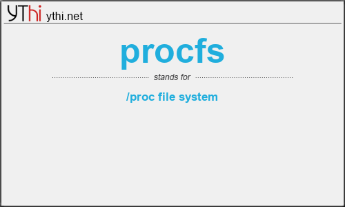 What does PROCFS mean? What is the full form of PROCFS?