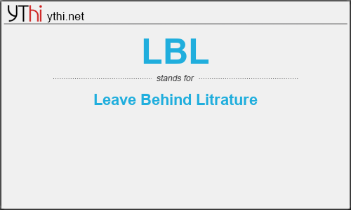 What does LBL mean? What is the full form of LBL?