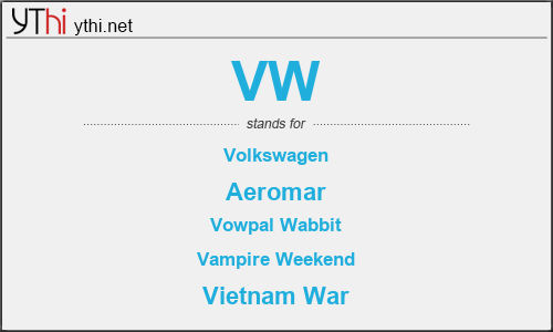 What does VW mean? What is the full form of VW?