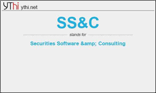 What does SS&C mean? What is the full form of SS&C?