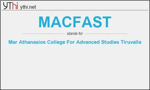 What does MACFAST mean? What is the full form of MACFAST?