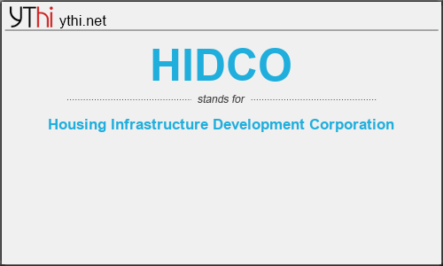 What does HIDCO mean? What is the full form of HIDCO?