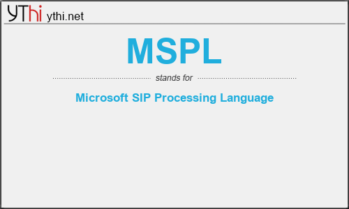 What does MSPL mean? What is the full form of MSPL?