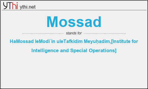 What does MOSSAD mean? What is the full form of MOSSAD?