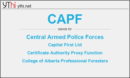 What does CAPF mean? What is the full form of CAPF?