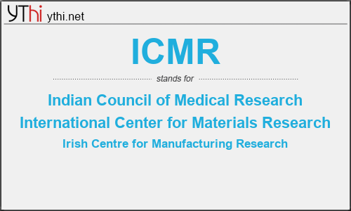 What does ICMR mean? What is the full form of ICMR?