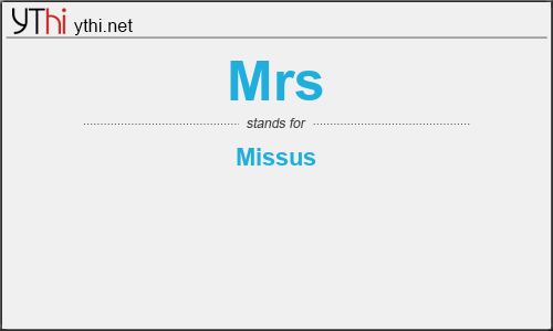 What does MRS mean? What is the full form of MRS?