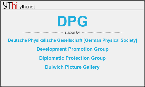 What does DPG mean? What is the full form of DPG?