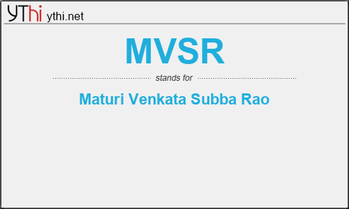What does MVSR mean? What is the full form of MVSR?