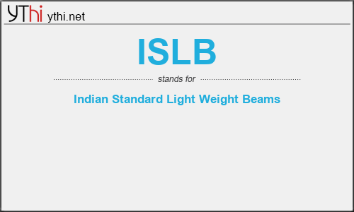 What does ISLB mean? What is the full form of ISLB?