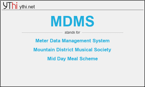 What does MDMS mean? What is the full form of MDMS?