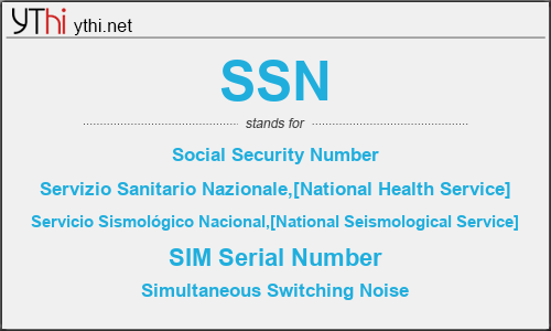 What does SSN mean? What is the full form of SSN?