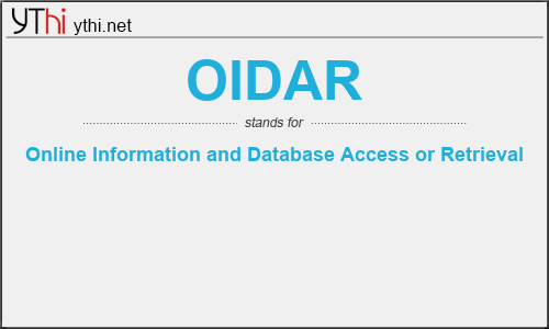 What does OIDAR mean? What is the full form of OIDAR?