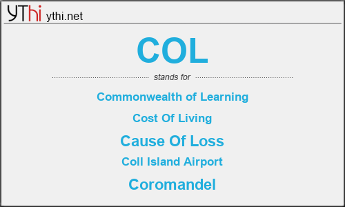 What does COL mean? What is the full form of COL?