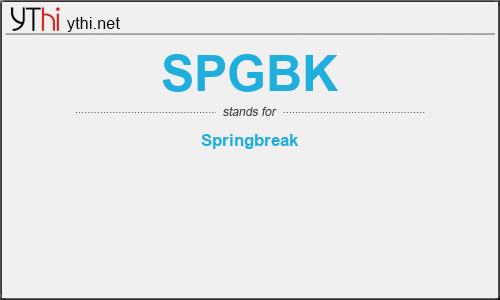 What does SPGBK mean? What is the full form of SPGBK?