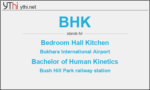 What does BHK mean? What is the full form of BHK?